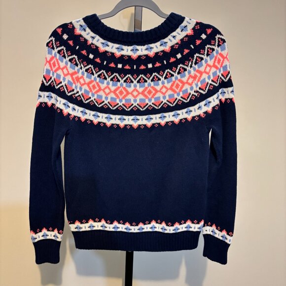 J. Crew Fair Isle Nordic Navy Crew Neck Long Sleeve Sweater - Picture 6 of 8